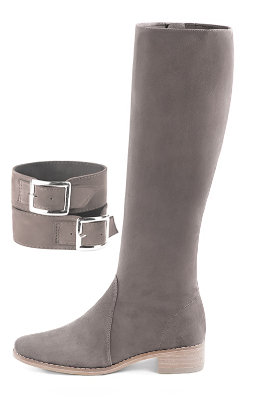 Bronze beige women's calf bracelets, to wear over boots. Top view - Florence KOOIJMAN